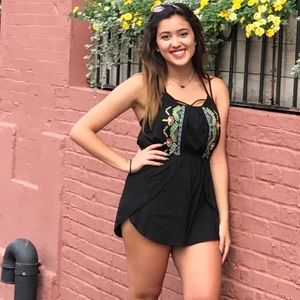 Embroidered Front Key Hole Back Romper